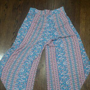 BCBG Ellis Flowy Cropped Tulip Asymmetrical floral patterned pants SZ Large